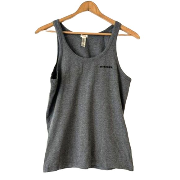 Diesel Grey Tank top Medium Women's Vintage Chest Logo - Picture 1 of 6